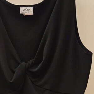 CDW Black V neck Knotted neckline fitted to show off your assets, L runs small